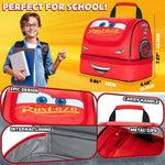 Get Trend Disney Cars Lunch Bag for Kids Lightning McQueen Insulated Lunch Box Compartments Double Decker Snacks Food Carrier for School Travel Picnic Cooler Bag (Red McQueen) - Get Trend