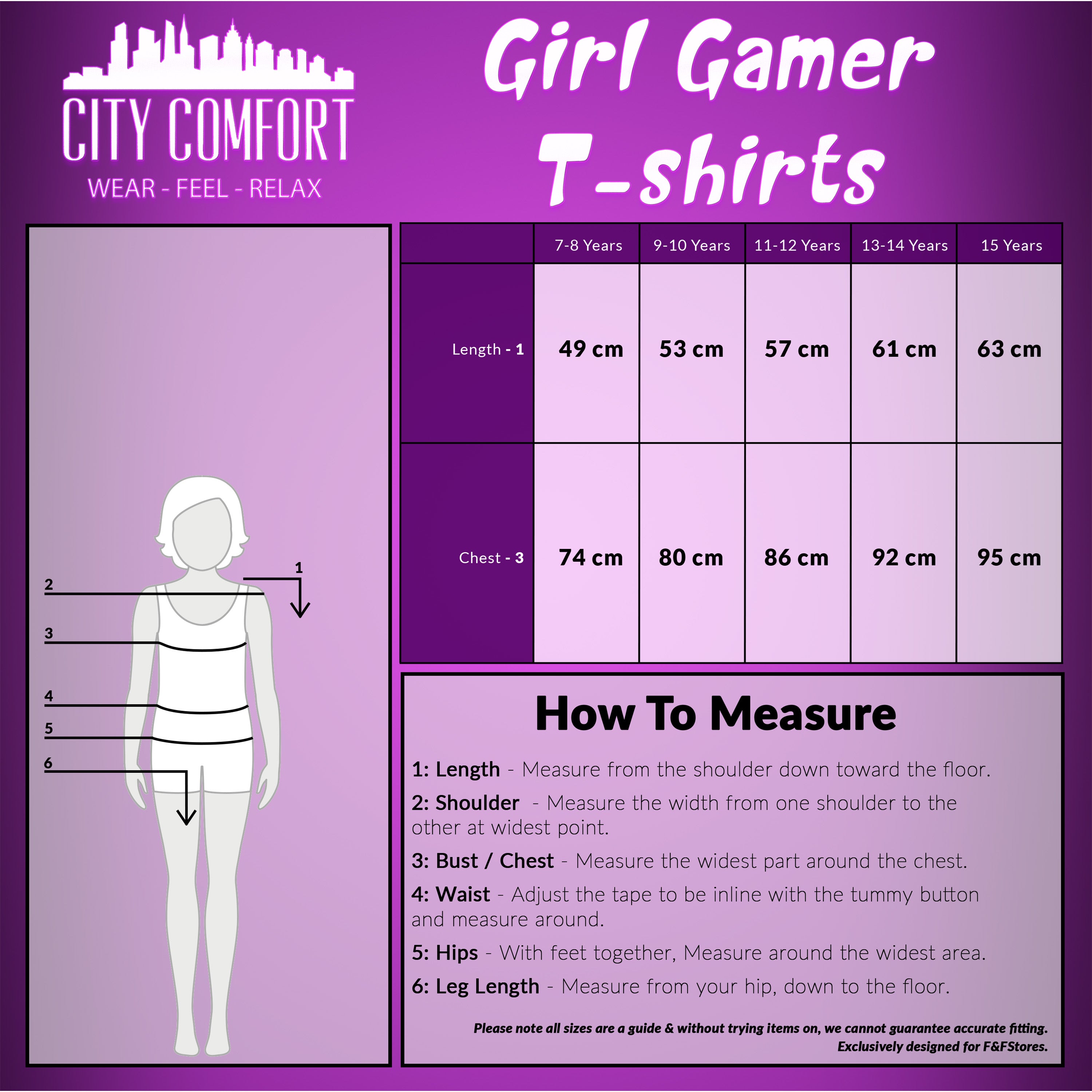 size chat CityComfort Girls T Shirts, Gamer Girl T-Shirt 7-15 Years Gaming Merchandise