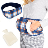 CityComfort Wearable Hot Water Bottle Period Pain Relief Belt Plush Hot Water Bag Pouch with Fluffy Waist Cover & Hand Pockets Wrap Around for Endometriosis Stomach Cramps (Tartan) Multicolour