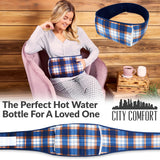 CityComfort Wearable Hot Water Bottle Period Pain Relief Belt Plush Hot Water Bag Pouch with Fluffy Waist Cover & Hand Pockets Wrap Around for Endometriosis Stomach Cramps (Tartan) Multicolour