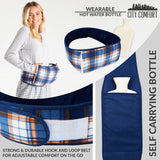 CityComfort Wearable Hot Water Bottle Period Pain Relief Belt Plush Hot Water Bag Pouch with Fluffy Waist Cover & Hand Pockets Wrap Around for Endometriosis Stomach Cramps (Tartan) Multicolour