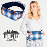 CityComfort Wearable Hot Water Bottle Period Pain Relief Belt Plush Hot Water Bag Pouch with Fluffy Waist Cover & Hand Pockets Wrap Around for Endometriosis Stomach Cramps (Tartan) Multicolour