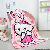 Hello Kitty Soft Fleece Bed Blanket, Cosy Bed Throw 150 x 130cm - Gifts for Her