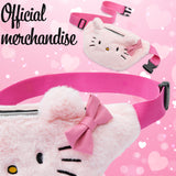 Hello Kitty Girls Fluffy Bum Bag with Adjustable Strap - Gifts for Her (Pink)