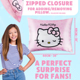 Hello Kitty Satin Pillowcase for Hair Skin Benefits for Girls Teens Women Kawaii 48 x 66cm Cooling Soft Zip Closure Bedroom Decor, Beauty Gifts for Her