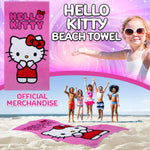 Hello Kitty Asciugamano Bambina Ragazza Donna Teli Mare Assorbente Asciugatura Rapida Kawaii Asciugamani da Bagno 140x70cm Anime Accessori Viaggio (Rosa, 70x140cm) - Get Trend