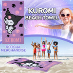Hello Kitty Sanrio Towel for Kids Teens Women Soft Absorbent Bath Shower Swimming Beach Towel Quick Dry Kuromi Kawaii Anime Holiday Essentials 140 x 70cm (Purple, 70x140cm) - Get Trend