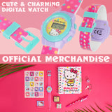 Hello Kitty Girls Digital Watch & Accessories Set, Kawaii Colourful Watch with Plastic Strap Diary Ink Stamps, Girls Gifts