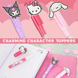 Hello Kitty Ballpoint Pens 3 pcs Writing Pen Set with Character Toppers, Cute Stationery