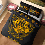 Harry Potter Duvet Cover and Pillowcase Set Kids Teens Women Bedding Bedroom Accessories -(Black Double)