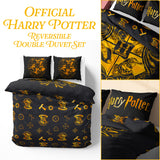 Harry Potter Duvet Cover and Pillowcase Set Kids Teens Women Bedding Bedroom Accessories -(Black Double)