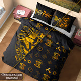 Harry Potter Duvet Cover and Pillowcase Set Kids Teens Women Bedding Bedroom Accessories -(Black Double)