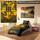 Harry Potter Duvet Cover and Pillowcase Set Kids Teens Women Bedding Bedroom Accessories - (Black Single)