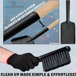 Deco Express Fireplace Tools Set, 4 Piece Fireplace Accessories Coal Scuttle, Coal Shovel, Brush & Gloves