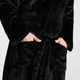 Mens Dressing Gown Super Soft Mens Fleece Robe with Hood Gowns Bathrobe