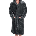 Mens Dressing Gown Super Soft Mens Fleece Robe with Hood Gowns Bathrobe - Get Trend