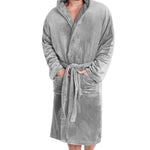 Mens Dressing Gown Super Soft Mens Fleece Robe with Hood Gowns Bathrobe - Get Trend