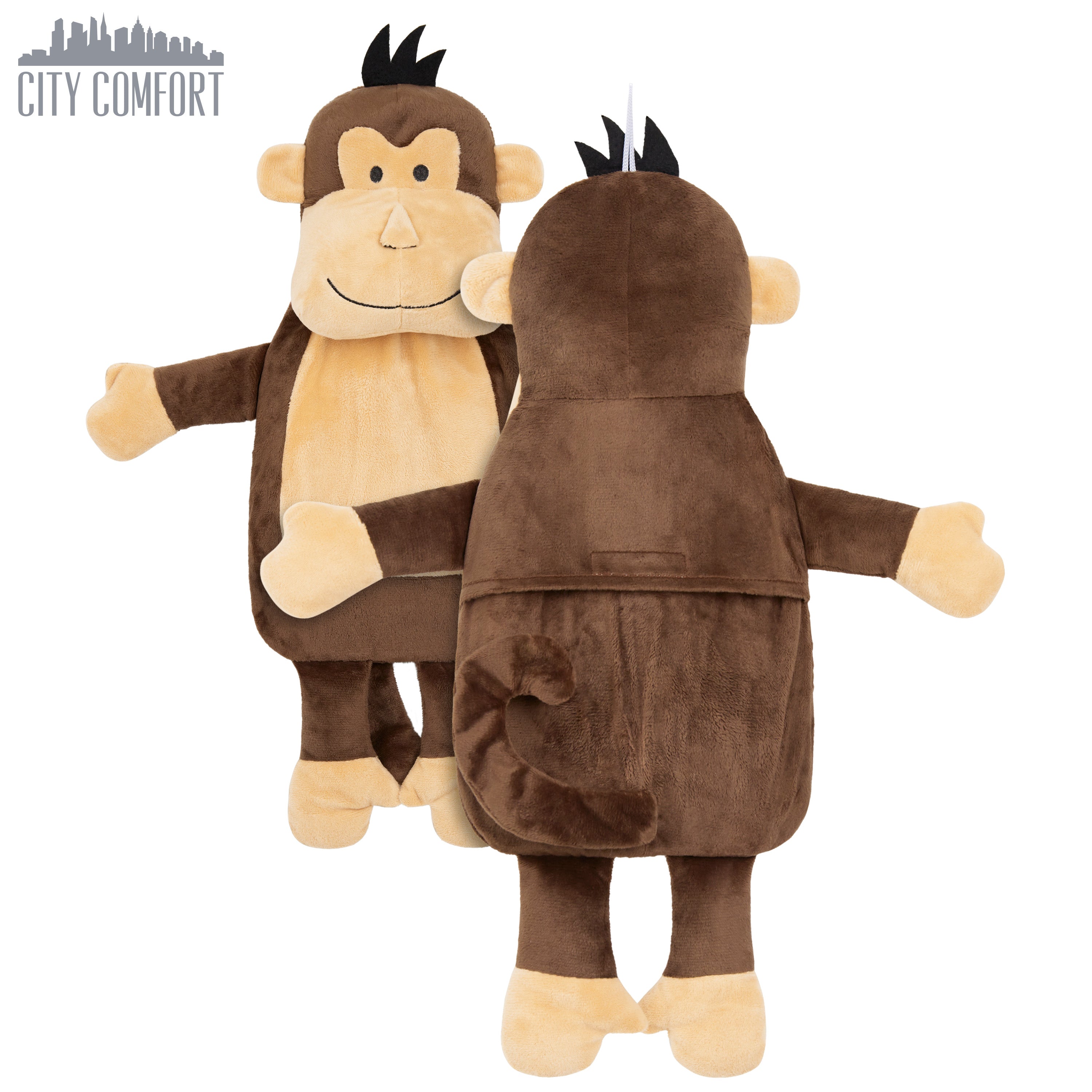 Hot Water Bottle with Animal Fleece Cover - Monkey - Get Trend