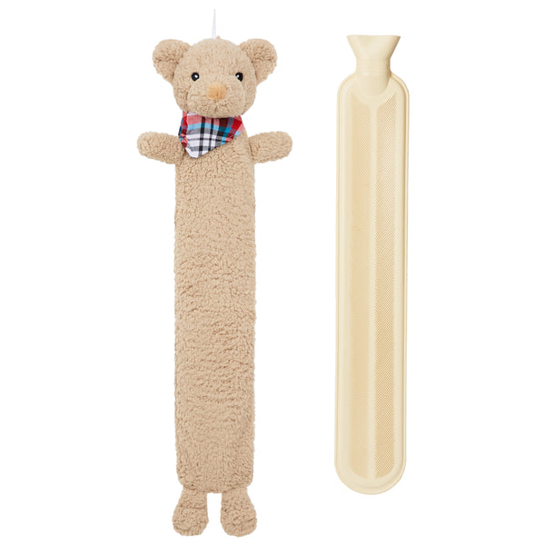 Hot Water Bottle with Animal Fleece Cover - Teddy Long