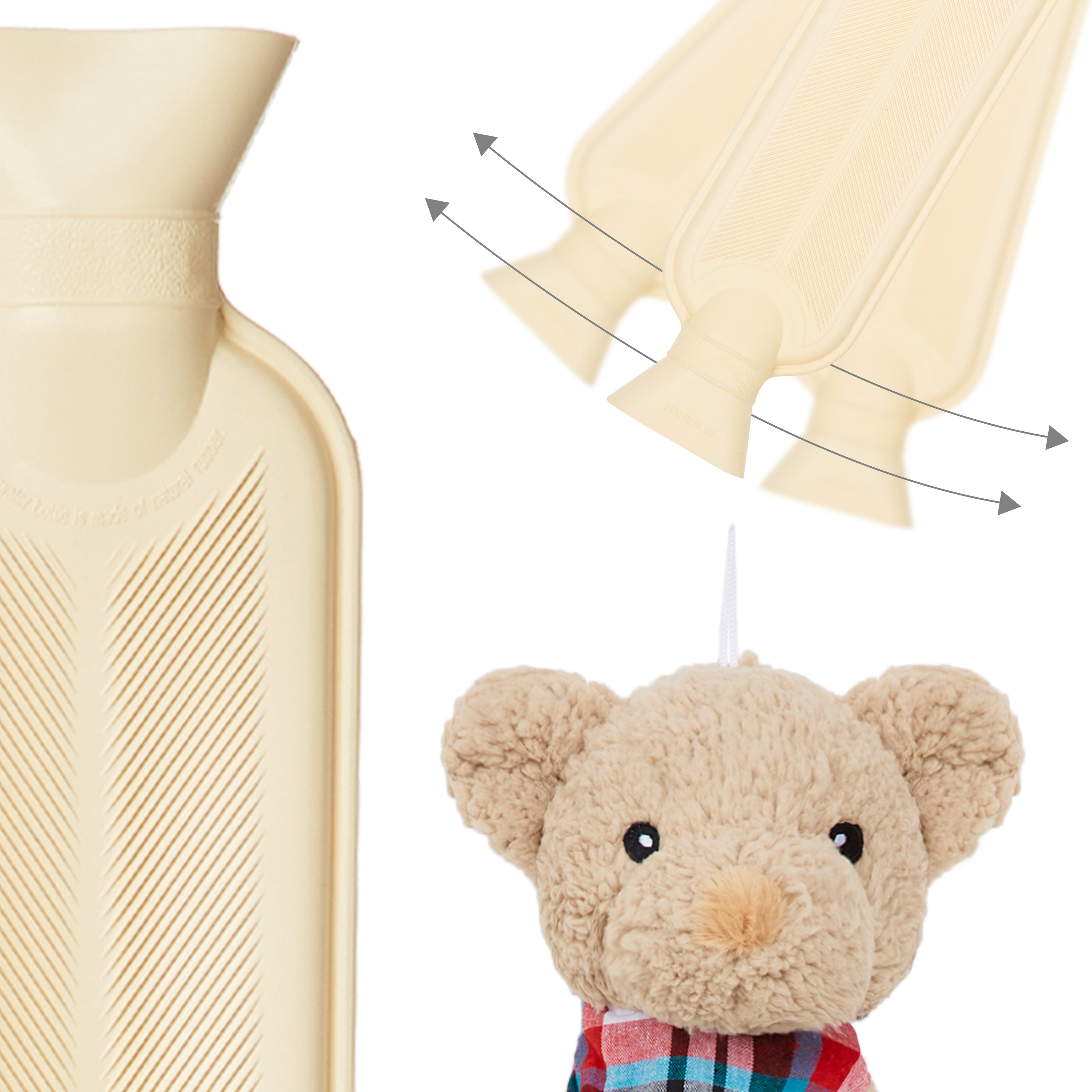 Hot Water Bottle with Animal Fleece Cover - Teddy Long - Get Trend