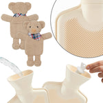 Hot Water Bottle with Animal Fleece Cover -  Beige Teddy - Get Trend