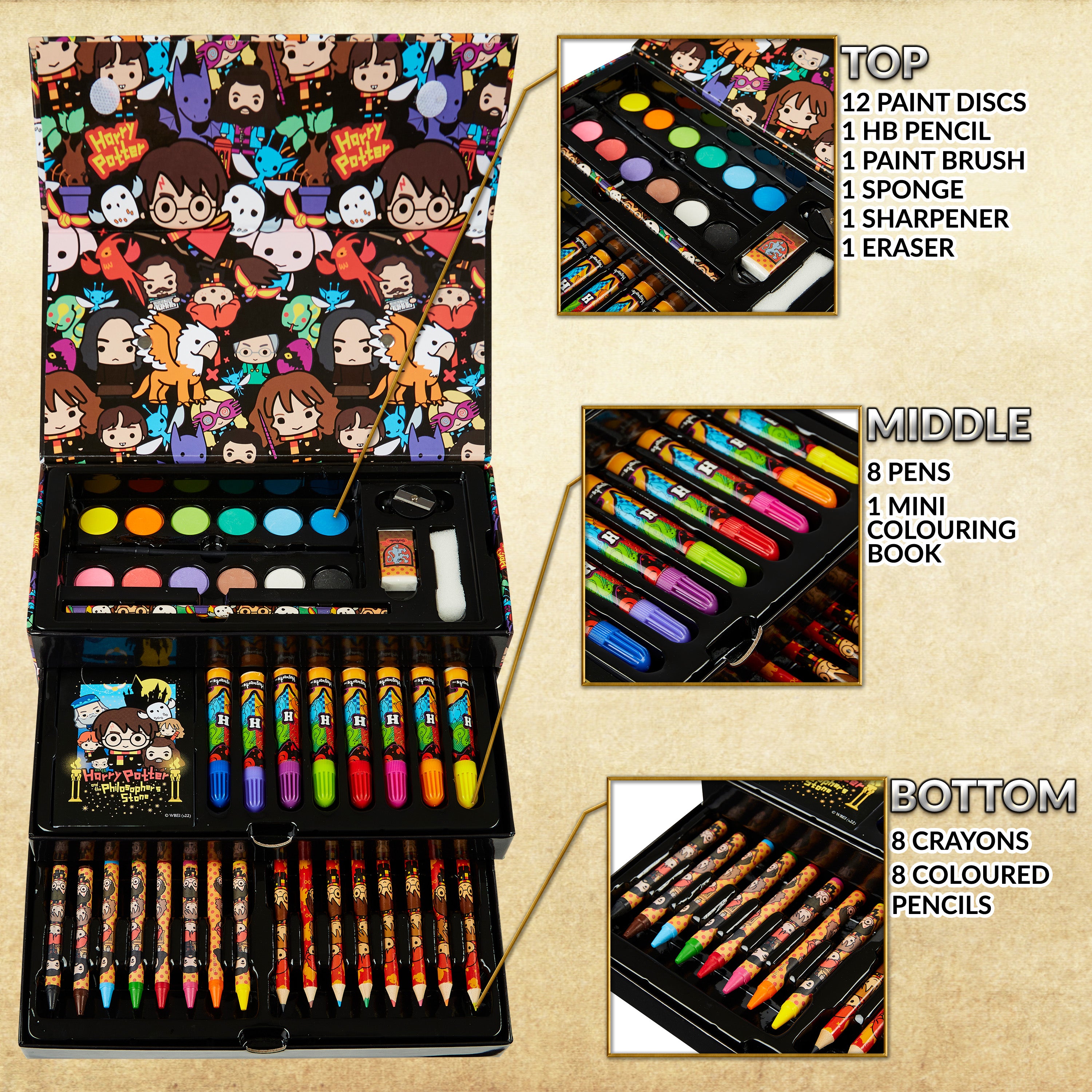 Harry Potter Art Set for Kids, Art Supplies Paints Colouring Pens Colouring Pencils Crayons - Get Trend