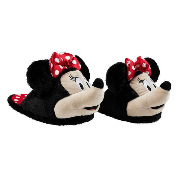 Disney Ladies Slippers,  Fluffy Indoor House Shoes - Minnie Mouse