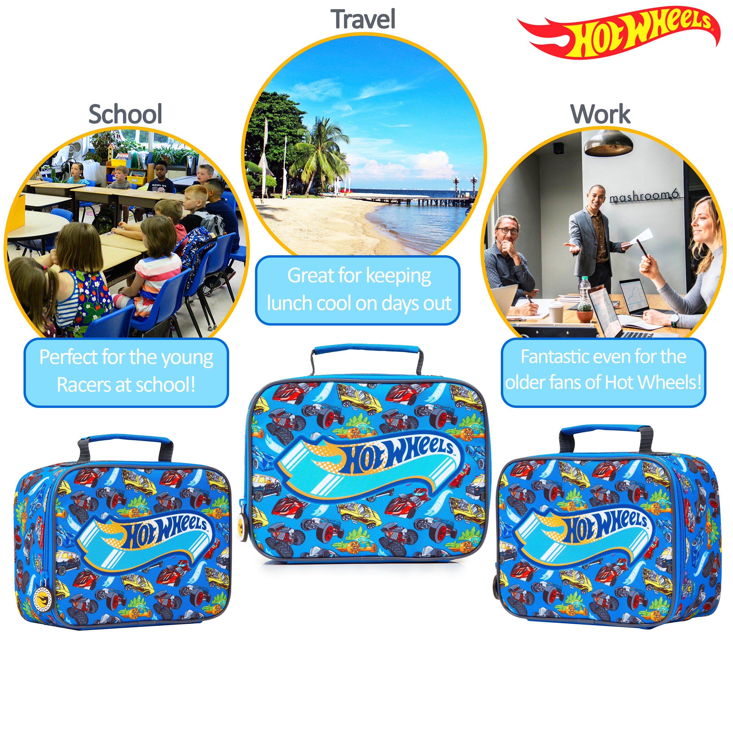 Hot Wheels Insulated Lunch Bag, Boys Lunch Box for School, Picnic, Travel, Gifts for Boys - Get Trend