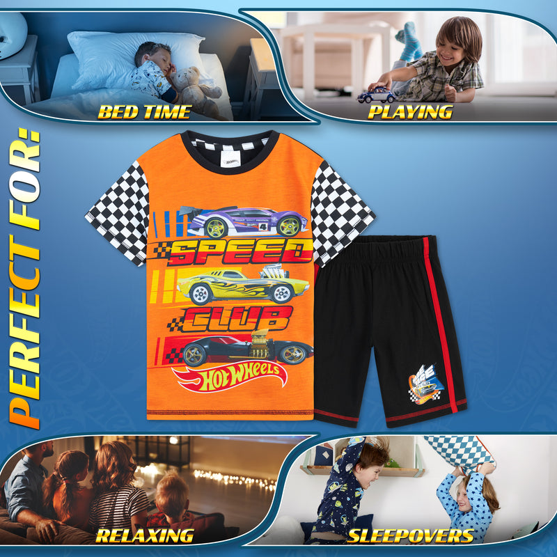 Hot Wheels Boys Pyjamas, 2 Piece Summer Nightwear Short PJs for Boys