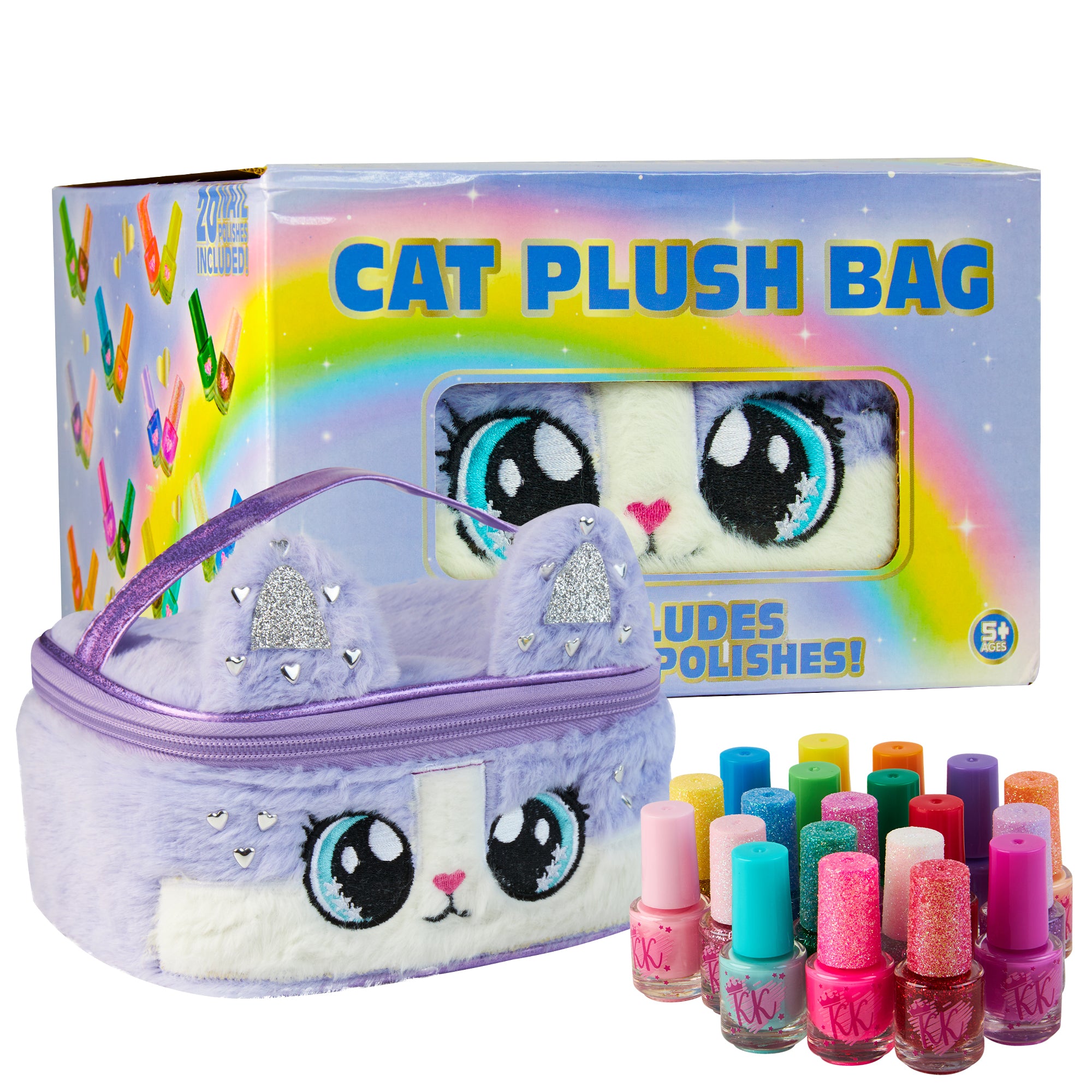 Kids Nail Polish Sets For Girls in Plush Cat Cosmetics Case - Get Trend