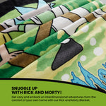 RICK AND MORTY Fleece Blanket - Green/Black - Get Trend