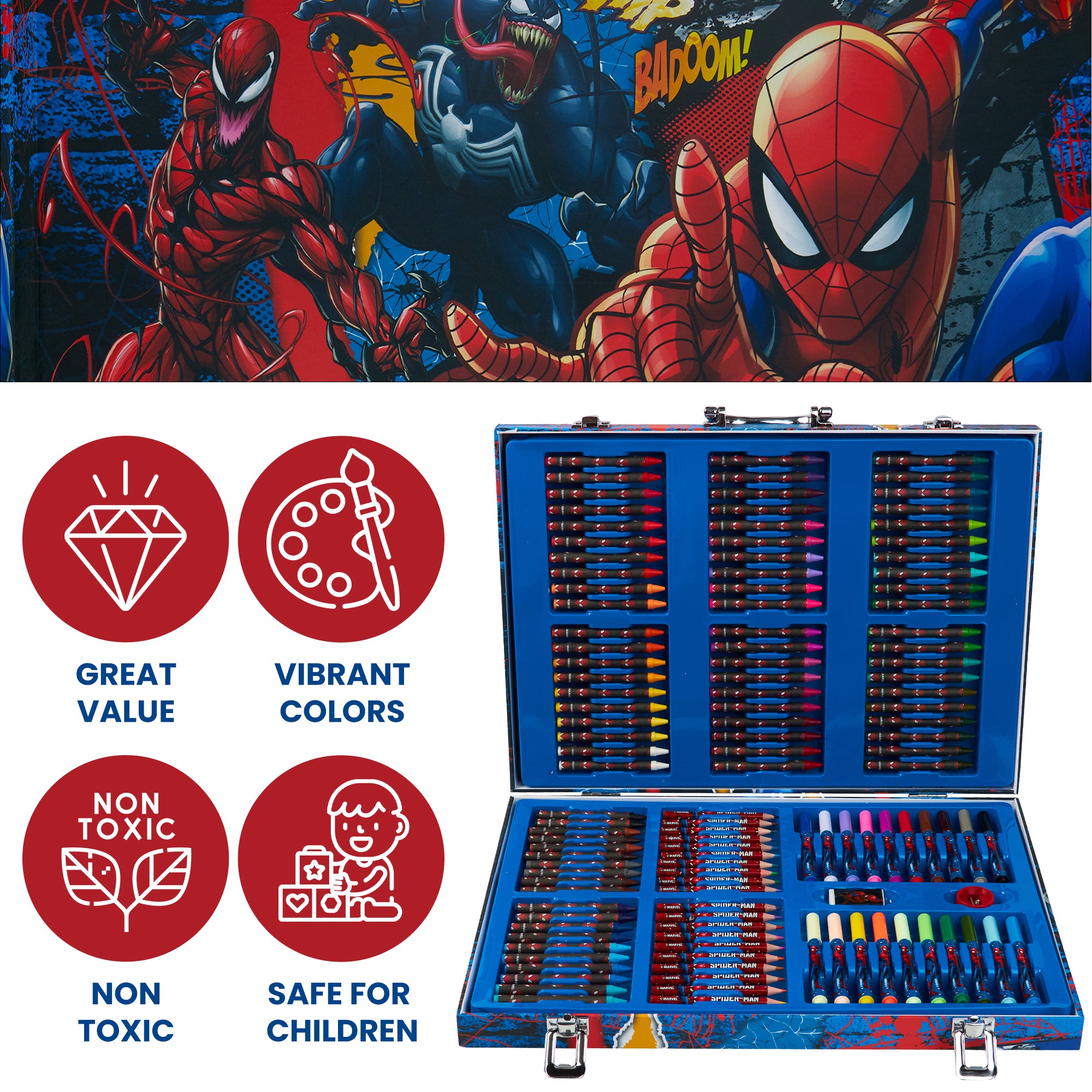 Marvel Avengers Art Set for Kids Colouring Pens Colouring Pencils Crayons 130+ Pieces - Get Trend