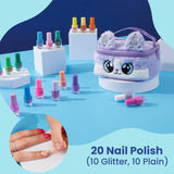 Kids Nail Polish Sets For Girls in Plush Cat Cosmetics Case - Get Trend