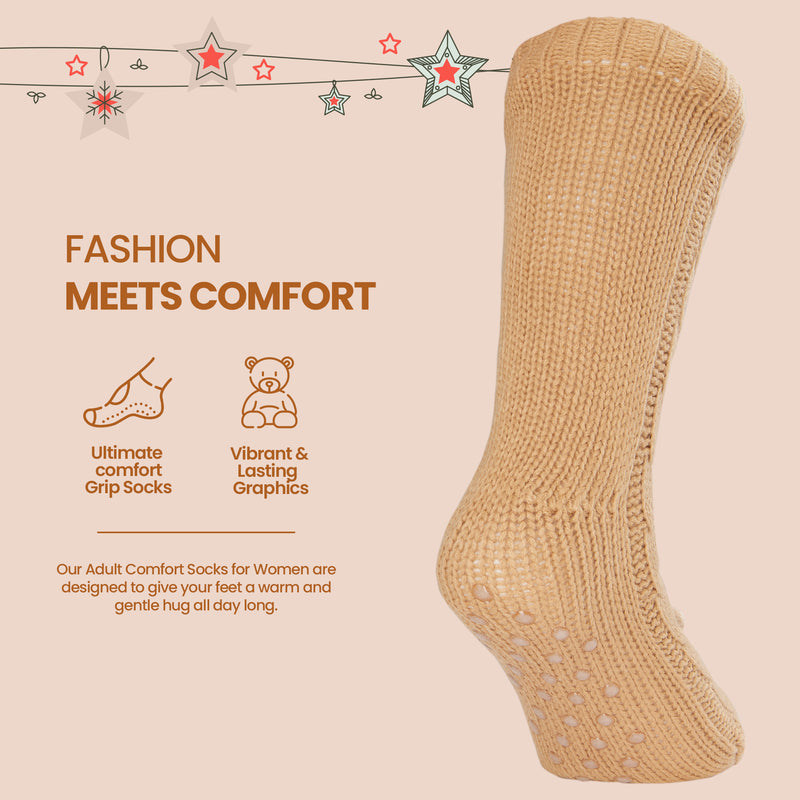 CityComfort Fluffy Christmas Socks for Women - Gingerbread