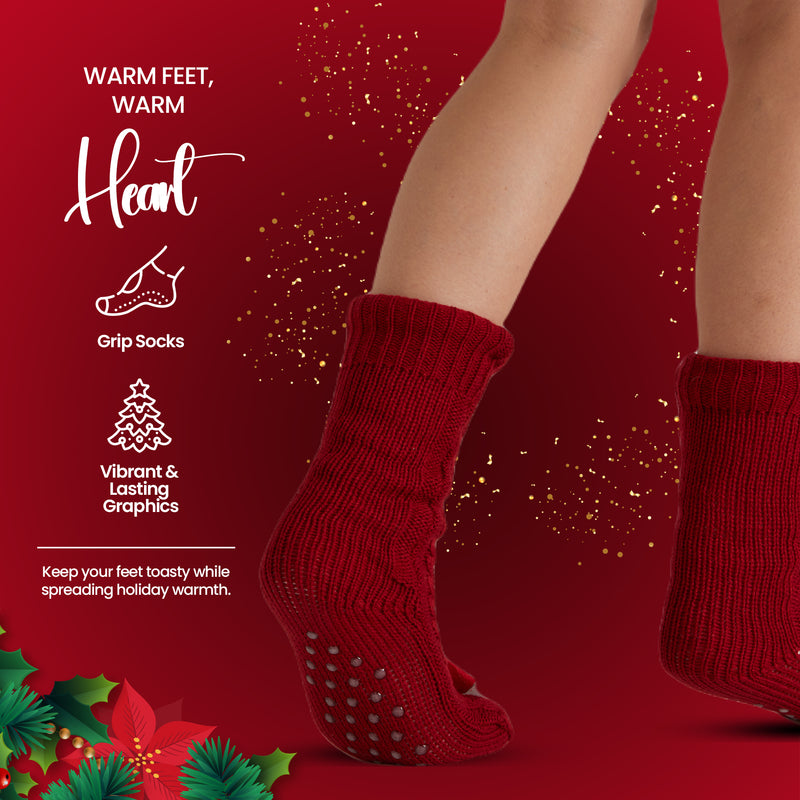 CityComfort Fluffy Christmas Socks for Women - Santa