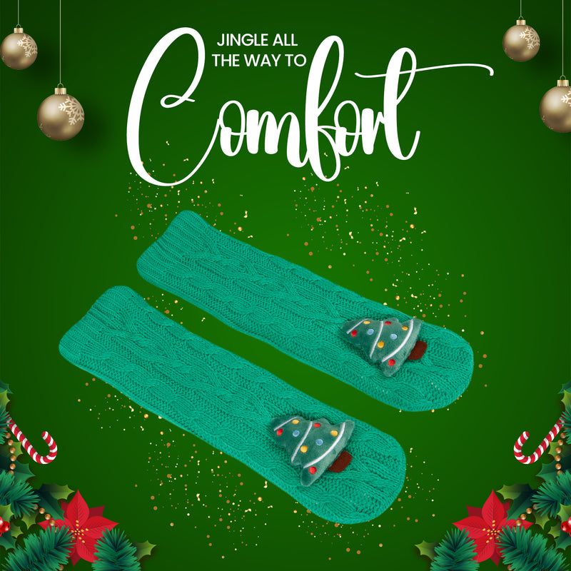 CityComfort Fluffy Christmas Socks for Women - Christmas Tree