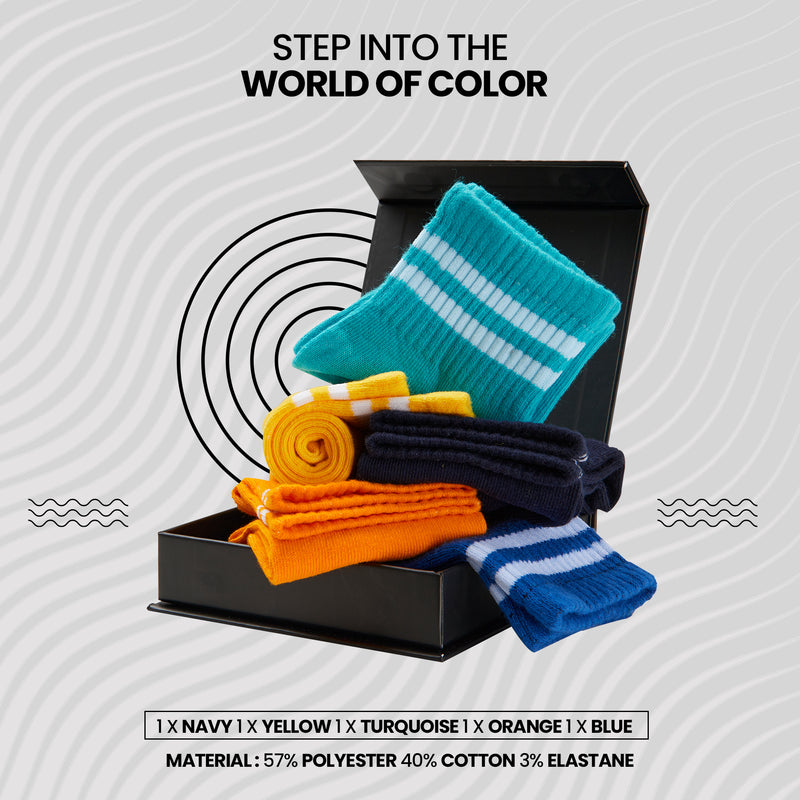 CityComfort Mens Socks - Pack of 5 Striped Crew Socks for Men - Get Trend