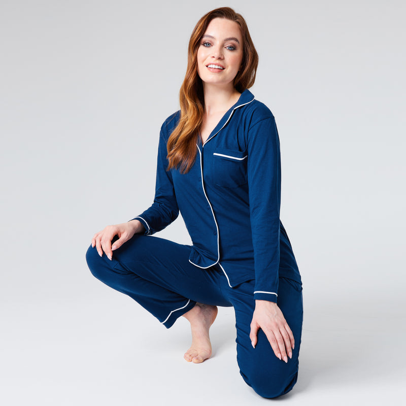 Womens Pyjamas Set - Classic Button Down Nightwear - Get Trend
