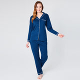 Womens Pyjamas Set - Classic Button Down Nightwear Long Sleeve & Bottoms PJs