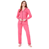 Womens Pyjamas Set - Classic Button Down Nightwear Long Sleeve & Bottoms PJs