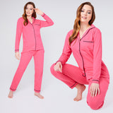 Womens Pyjamas Set - Classic Button Down Nightwear Long Sleeve & Bottoms PJs