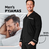 CityComfort Mens Pyjamas Set - Classic Button Down Nightwear Long Sleeve & Bottoms PJs