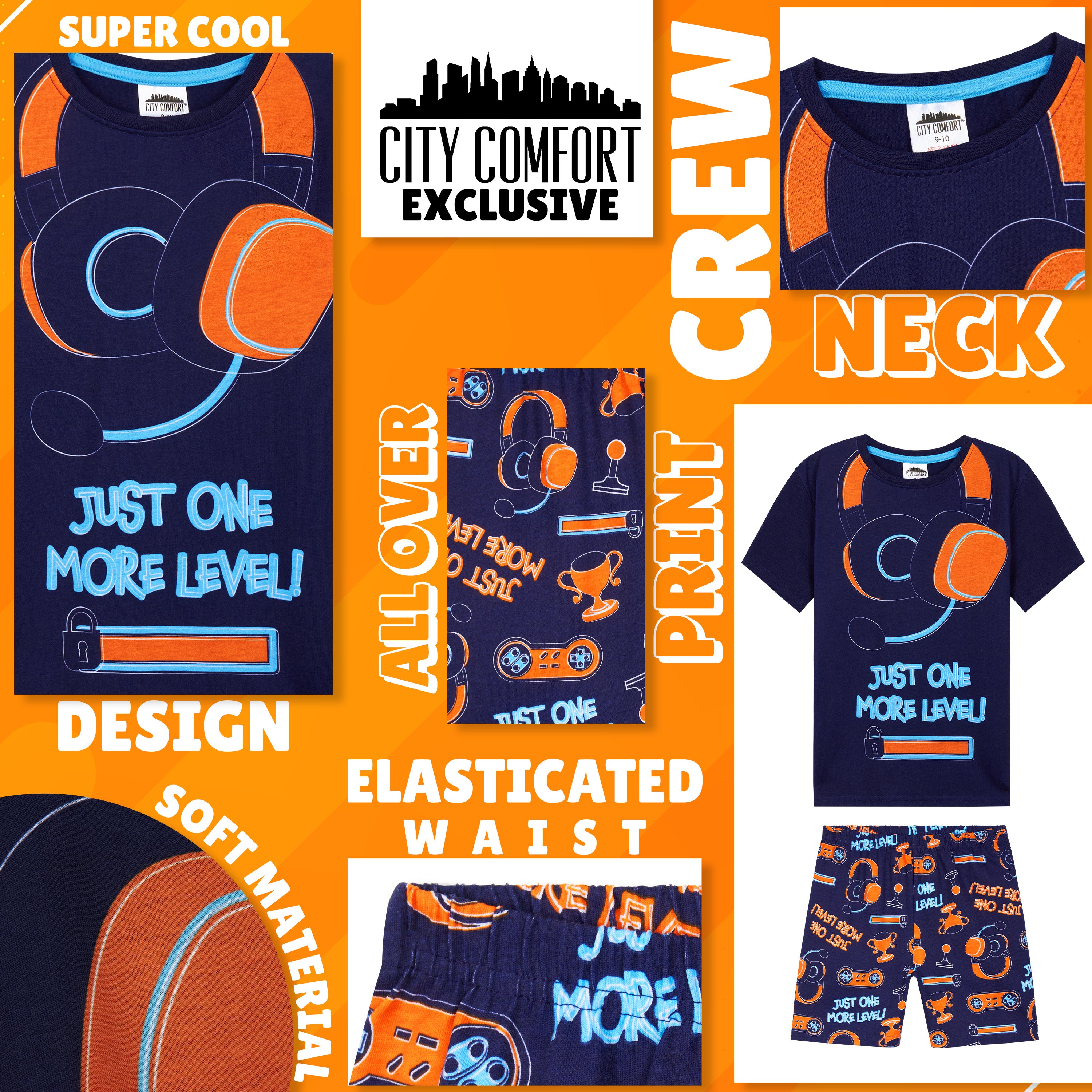 CityComfort PJs for Boys & Teenagers Short Pyjamas Set Loungewear Soft Gamer Nightwear Breathable Summer Sleepwear Gaming Gifts for Boys - Get Trend