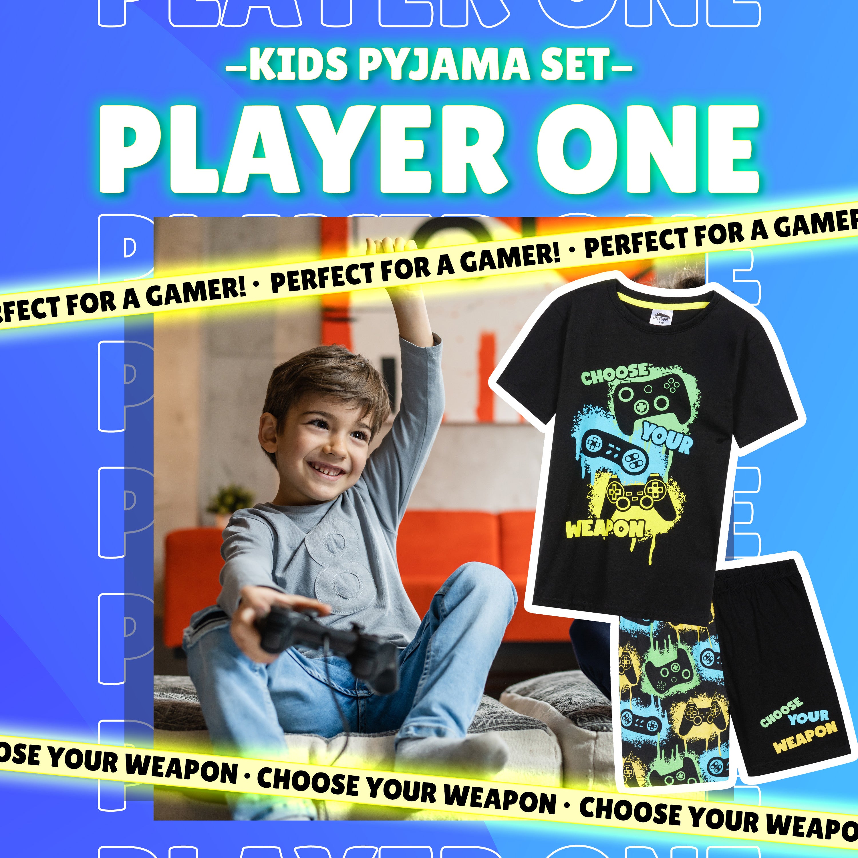 CityComfort PJs for Boys & Teenagers Short Pyjamas Set Loungewear Soft Gamer Nightwear Breathable Summer Sleepwear Gaming Gifts for Boys - Get Trend