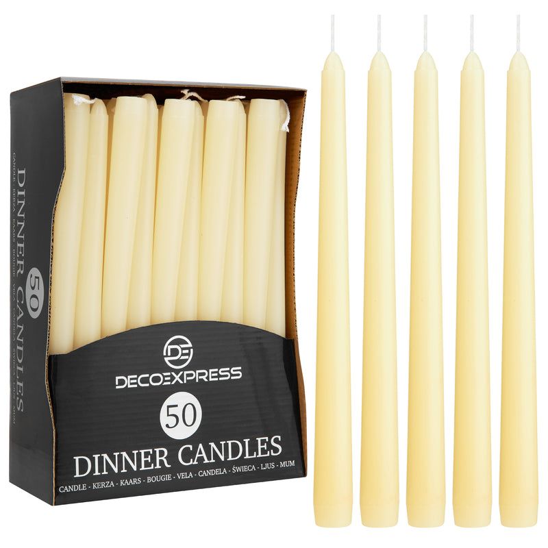 Dinner Candles - Tapered Candles Multipack  - Ivory 50 Pack
