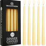 ECO EXPRESS Candles Set Classic Dripless Tapered Metallic Unscented 8H Burning Time, Decorative Dinner Candles for Restaurant Home Christmas (Ivory, 10 Pack) - Get Trend