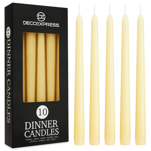 Dinner Candles - Tapered Candles Multipack   Ivory - 10 Pack - Get Trend