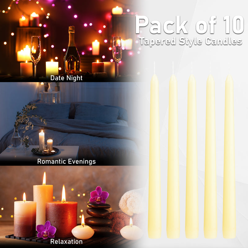 Dinner Candles - Tapered Candles Multipack   Ivory - 10 Pack