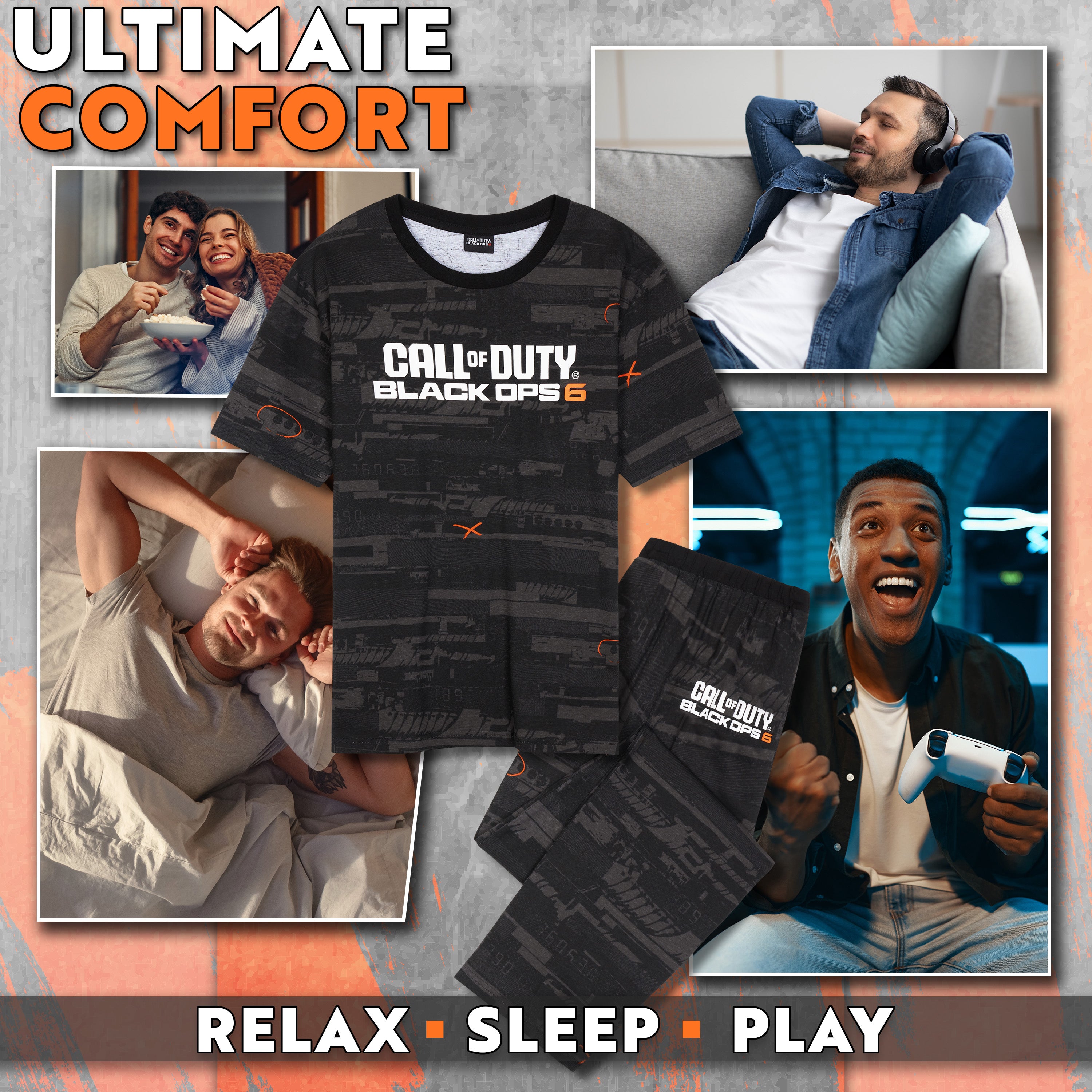 Call of Duty Pyjamas for Men PJs Set T-Shirt Long Bottoms Black Ops 6 Nightwear Lounge Set Jammies Gamer Gifts for Him - Get Trend