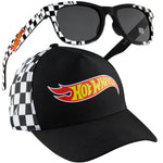 Hot Wheels Baseball Cap Sunglasses Set Boys Breathable Adjustable Summer Sun Hat UV Protection Holiday Travel Essentials Black - Get Trend